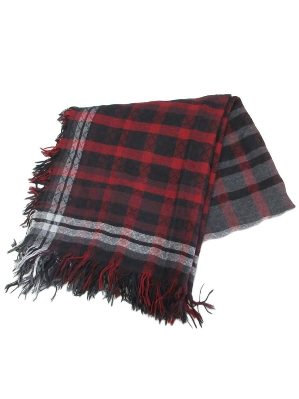 Gucci Large Scarf Shawl Check All Pattern Silk Blend Black Gray